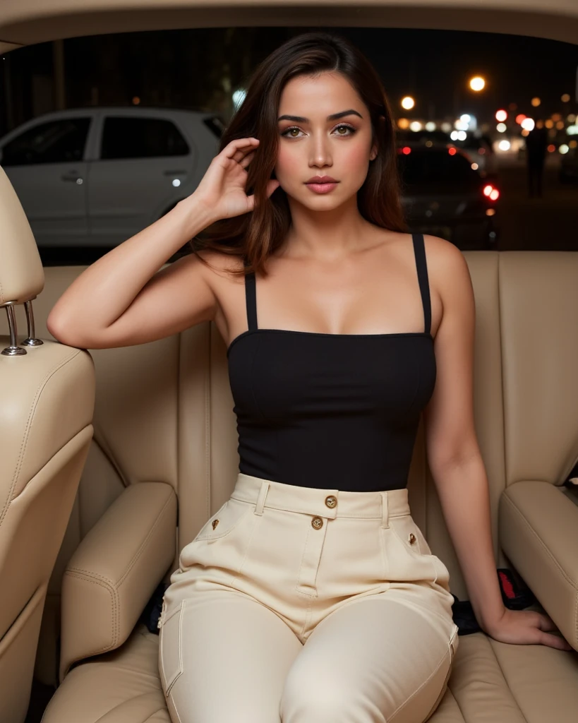 Brunette instagram model eith pretty face. In rolls royce