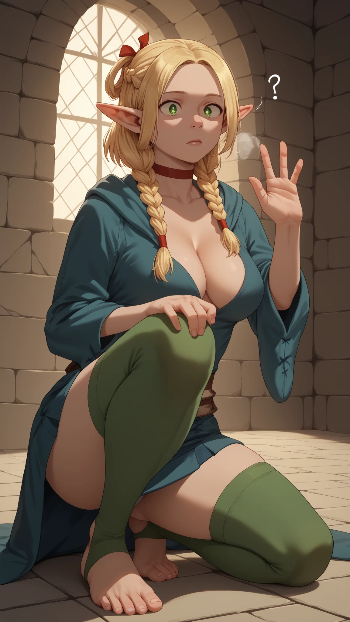 1woman, adult woman, (milf), full body picture, panelgag, long hair, curly hair, blonde, busty, massive breasts, pointed nipples, massive ass, muscolar legs, legs, tied, hourglass body, legs wide open, lying,bdsm,bound,shibari,shibari over clothes, bound torso,r estrained, arms at side, arms behind back,(((rope))), elf dress, green dress, white top, elegant dress, tight corset, underwear showing, very sad, crying, mad with the viewer, talking at the viewer, lying under a tree, forest background, looking at the viewer, barefoot,