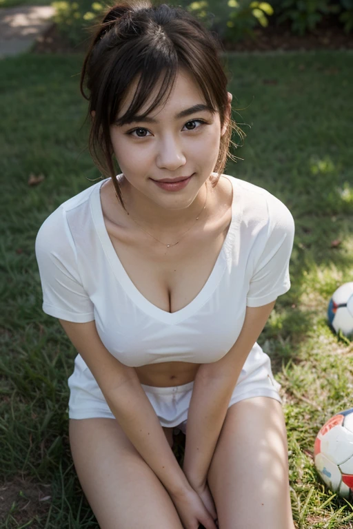 (8K, RAW Photos, Highest Quality, masutepiece: 1.7), (Realistic, Photorealistic: 1.9), NSFW, Black hair, (Blushing), Sweaty face, Full body, campsite, outside, nude, Naked, Overall, (Small breasts), standing, ((Show pussy)), ((hands on nipple)), belly