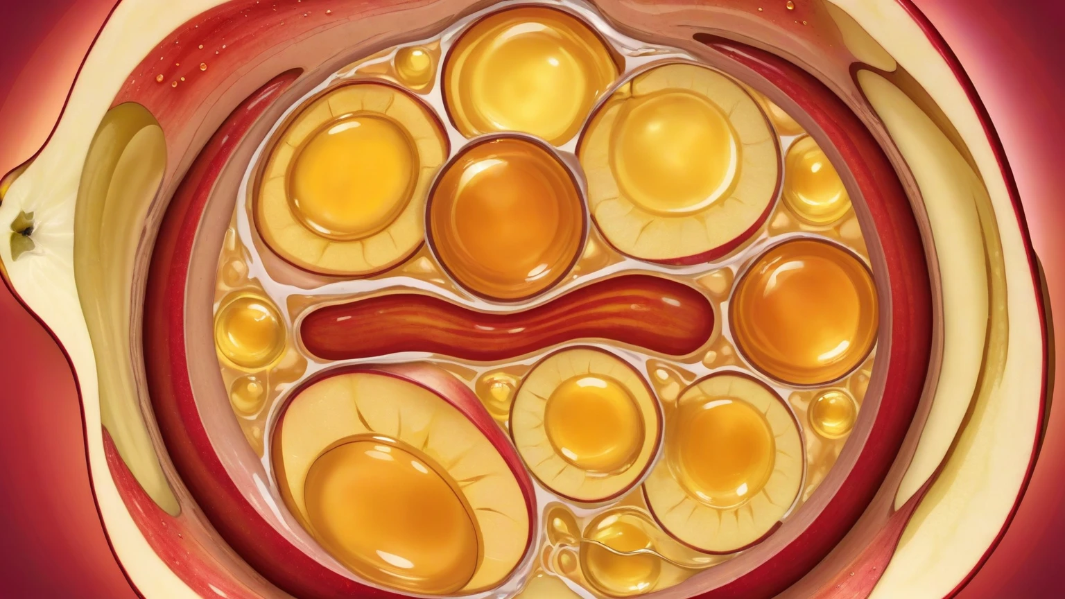A medical illustration of a cross-section of artery, narrowed by plaque buildup, reducing blood flow. the plaque is shown in yellow.