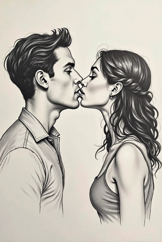 drawix6 kissing lovers, girl and man, expressive, black ink <lora:drawix6:1>