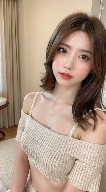 ((highest quality, 8K, masterpiece: 1.3)), 1 girl, The beauty of slim abs: 1.3, (hairstyle casual, big breasts: 1.2), dress: 1.1, super fine face, delicate eyes, double eyelid, Home