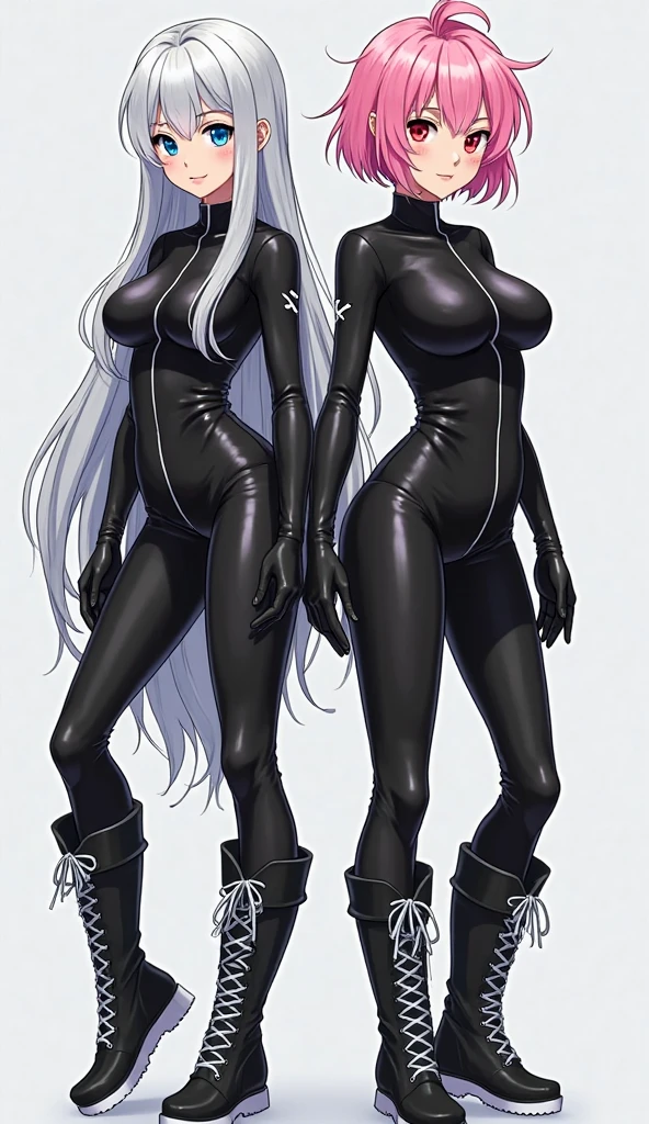 A series of dynamic pictures，Depicts a female warrior with silver hair and blue eyes., 8K, Ultra-high resolution, Extremely detailed, HD,(Well-designed face), Stunning faces, (Very detailed), beautiful eyes, Soft lighting,, outdoor, street,, Lacquer,1980s,, Beautiful and delicate eyes,Mechanical Parts, Asymmetrical hair,High Leg Raise, Latex suit,cleveage,