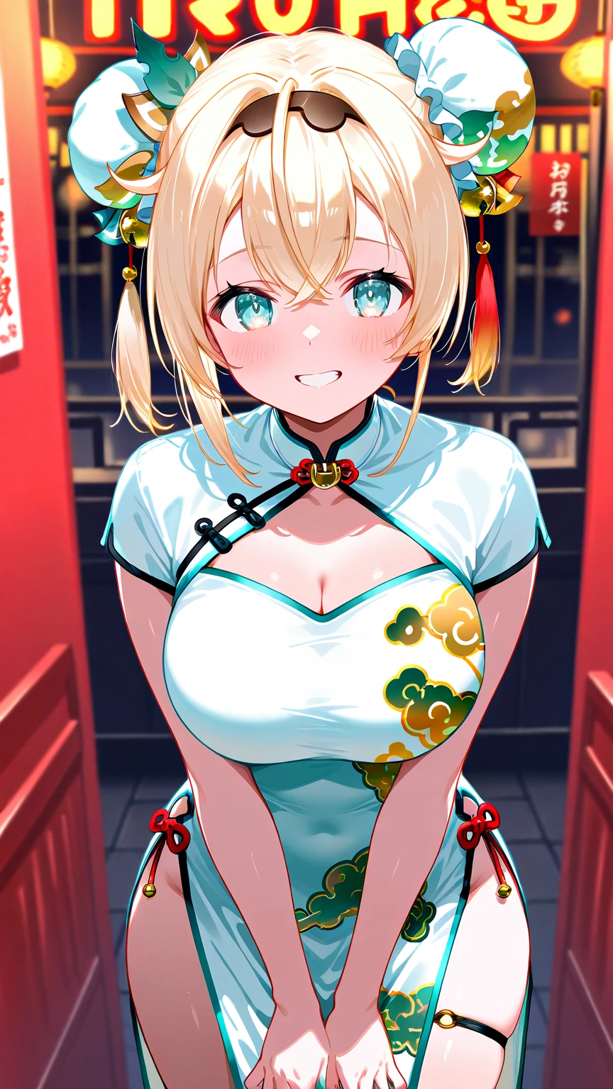 ((One personの女性)), Beautiful Face,Laugh shyly,((Wink:1.8)),laugh with a big mouth,(Cheating with my boyfriend),turn bright red,Sweat on the face,Glossy pink lips,night,Shrine festival sexpensives, ((Anime style background)),masterpiece, Highest quality, so beautiful, Latest, Complex details, (Pink long nails),AI-generated, Complex,High resolution, Highest quality, super high quality,3D Images、View your viewers、3D Images,One person,Long blonde hair,High Ponytail,blue eyes,Anime woman posing for a photo, [[fine grain、Colorful eyes、Shining Eyes:1.15]],(Squint your eyes:1.1),a hyperRealistic , hyperRealistic , Realistic,Blonde anime woman with long hair, Smooth anime CG art, A woman in a colorful kimono with gold embroidery, (Yellow kimono),Pink floral pattern,Long flower hair ornament,Big earrings,(Large Breasts:1.2),Mature Body,expensive,Big Ass,Fine details,Tight waist,Six Pack,Photographed from diagonally above,Looking into the camera
