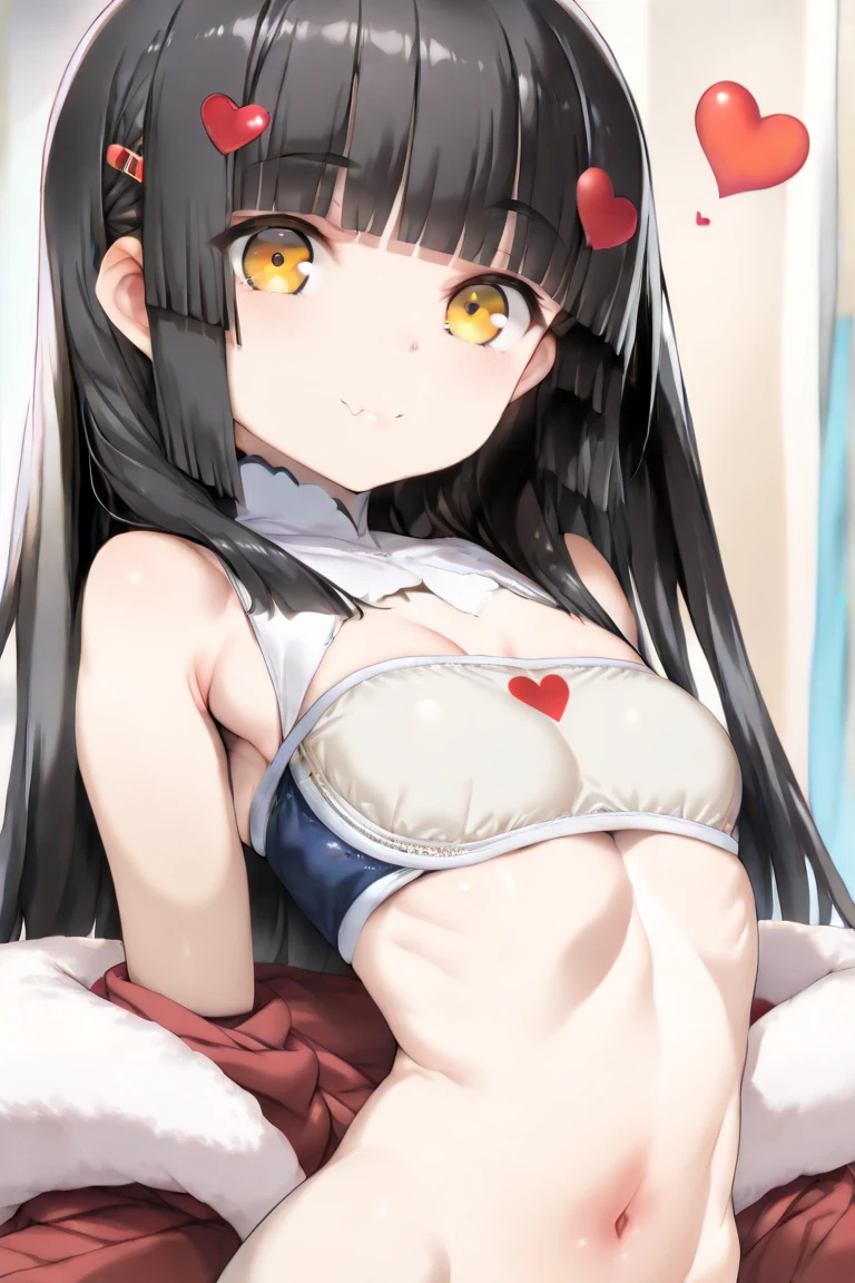 1 girl,Solo,pov.shiny hair, black hair, eyes,black,best quality, very aesthetic, absurdres, very sweaty,absurdres,(huge),(dark red),female pov,upperlatin girl nude cartoon with big posing with fingers making peace sign, multiple girls, breasts, long hair, pasties, hat, blush, black hair, nurse cap, heart pasties, smile, navel, sweat, nude, heart, double v, looking at viewer, open mouth,feet,outside,naughty_face,
