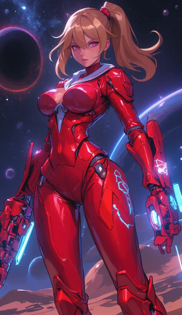masterpiece,best quality,1girl,octavia,bodysuit,(helmet),armor,miniskirt,blue fingernails,large breasts,wide hips,thick thighs,(sitting,crossed legs,arms behind back),head tilt,spacecraft interior,science fiction,cowboy shot,from below,<lora:Octavia2:0.8>,