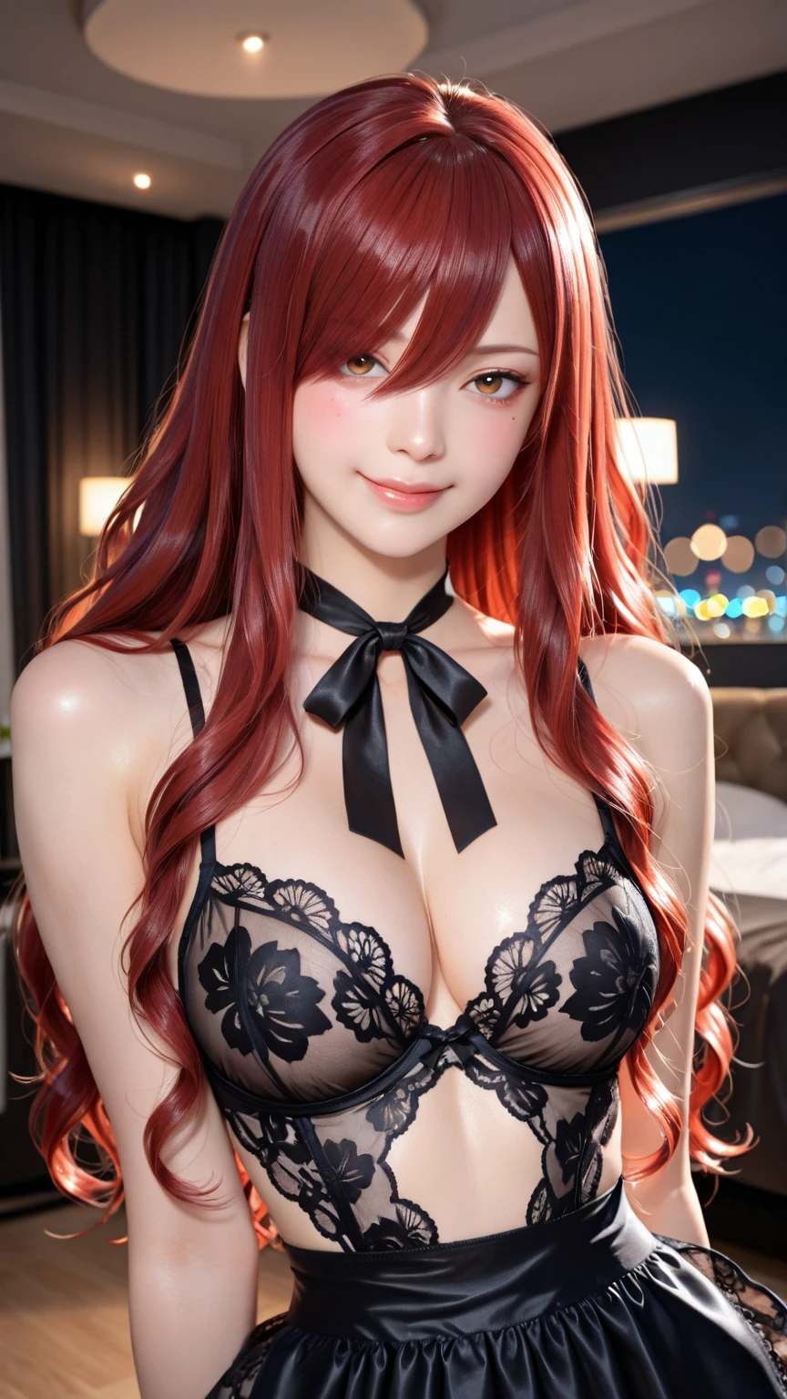 (Masterpiece, Best Quality, High Quality:1.4), professional artwork, Intricate Details, field of view, sharp focus, detailed painting, masterpiece, cinematic lighting, trending on pixiv, (vivid lighting, vibrant colors, by by Nagasawa Rosetsu:1.05),
Hiroko Takashiro, (mature female, milf:1.1), solo, (curvy:1.1), 
(red hair:1.05), long hair, lipstick, makeup, ultra detail hair, ultra detail face, (purple eyes:1.05), perfect eyes, perfect face, earrings, (confused, blush:1.2),
shirt, jacket, (black thighhighs, garter belt:1.1), zettai ryouiki, latex, school uniform, highheels,
(Large Breasts:1.1), Cleavage, big ass, thighs, curvy figure --auto --s2