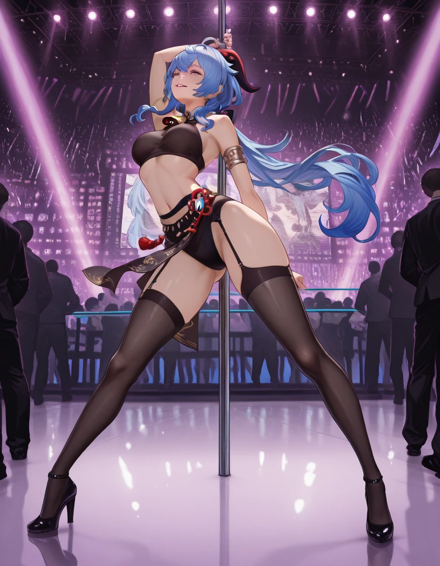 Rainbowdash , Huge-breasts, Lush breasts, Elastic breasts, hairlong, Luxurious hairstyle, in a strip bar, black lingerie, naked breasts, Beautiful nipples, in the sixth, Striptease dancing, on the stage, darkly, Spotlights, Shy, Volumetric figure, sexy, in full height, BDSM boots, Hesitate, Magic, Flight beam, beste-Qualit, Very detailed, 8K quality, in full height