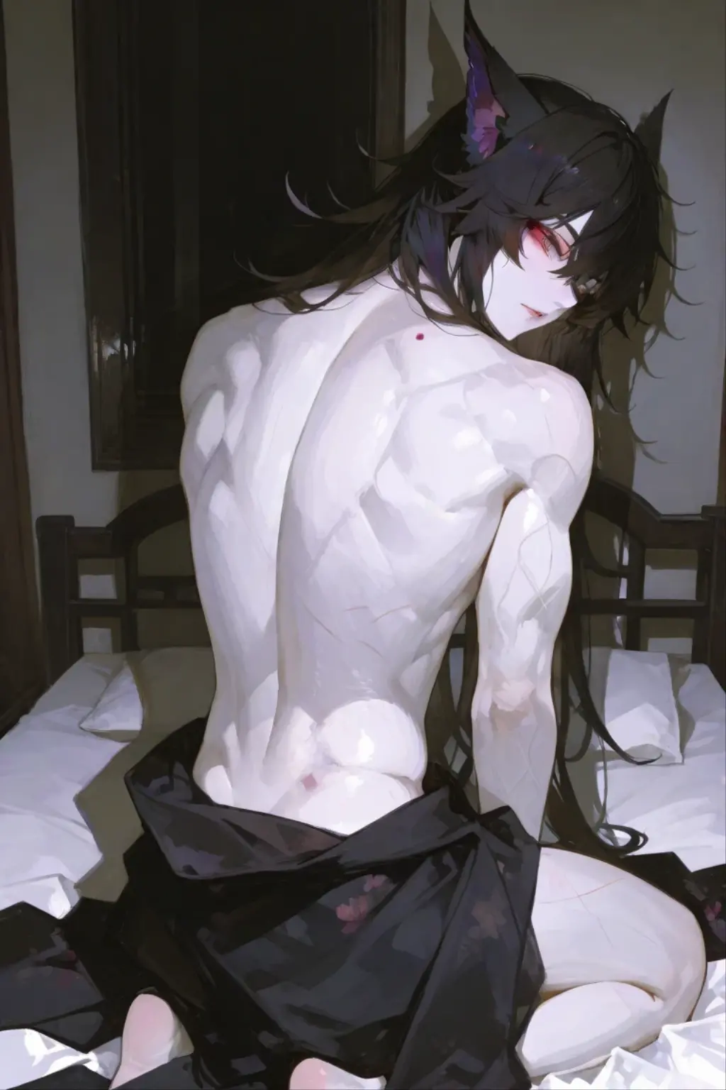 humans, A 25 year old boy, Skinny body, very long hair, hair between eyes, black hair, lower lip piercing, black eyes, White skin, horny, homosexuals, penis out, huge penis, posing sexually, sitting on a king's throne.