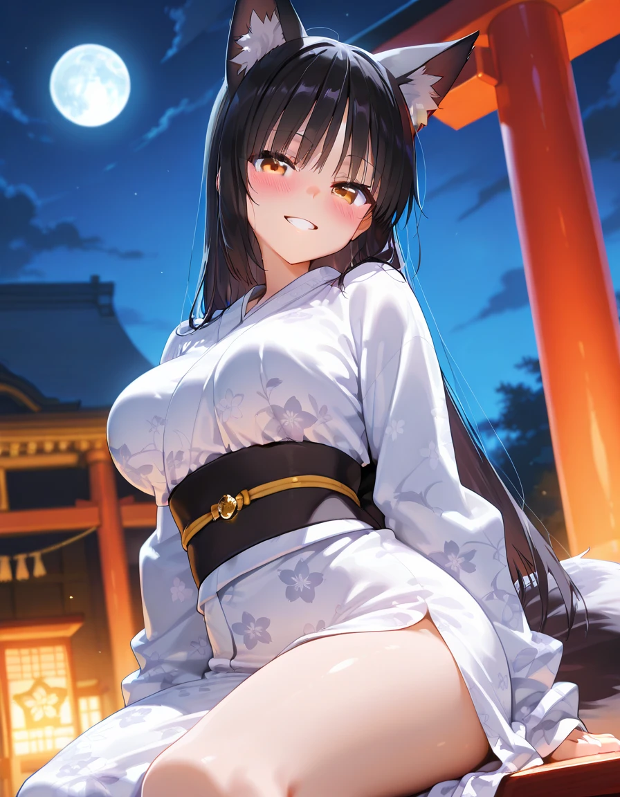A woman wearing a white nude apron with headphones、Big Breasts、sexy、Moonlight、Unbuttoned、Downlight、full moon、A room filled with delicious looking cakes、Stylish interior、Beautiful woman looking back、Butt、Beautiful buttocks、Plump、Sideboob