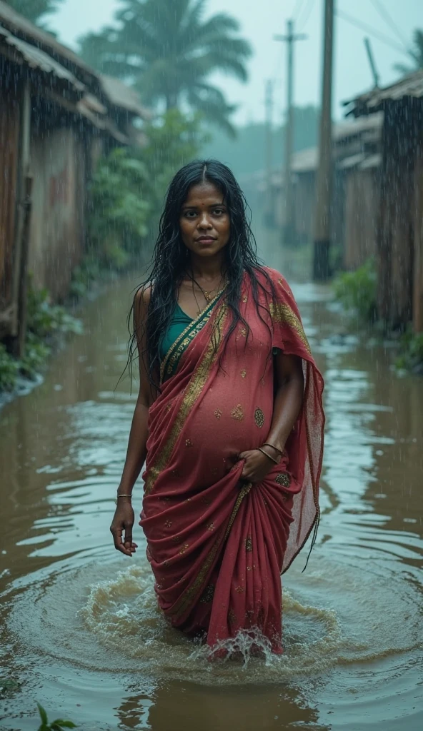 - একটি গর্ববতী বাংগালী মেয়ে পানিতে তলিয়ে যাচ্ছে, তাঁর মুখে ভয় ও আতঙ্ক প্রকাশ পাচ্ছে।
- চারপাশে কিছু মানুষ তাকে বাঁচানোর চেষ্টা করছে, তাদের হাতে সাঁতারের লাঠি বা দড়ি রয়েছে।
- পানির রঙ হতে পারে কাদা বা বর্ণবিচিত্র, পরিস্থিতির চাহিদা অনুযায়ী।
- ছবির পটভূমি হয়ে উঠতে পারে নদীর তীরে বা বন্যায় ক্ষতিগ্রস্ত এলাকায়।