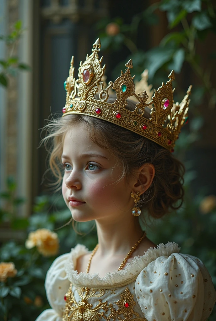 14-YEAR-OLD GIRL WITH LONG BLONDE HAIR, A closeup, CROWN.