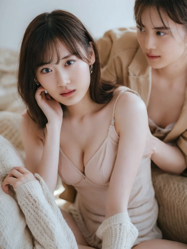 Masterpiece Best Night 38 Year Old Japanese Wife、 下着姿をphotograph、Middle-aged women、 Young lady, gentle smile、Random hair color and style、Everyone is wearing flashy underwear、photograph、Calm and intelligent three-band gray eyes , Very noticeable large breasts、Everyone has big boobs、Full body shot image、 Hand Detail, Finger details,