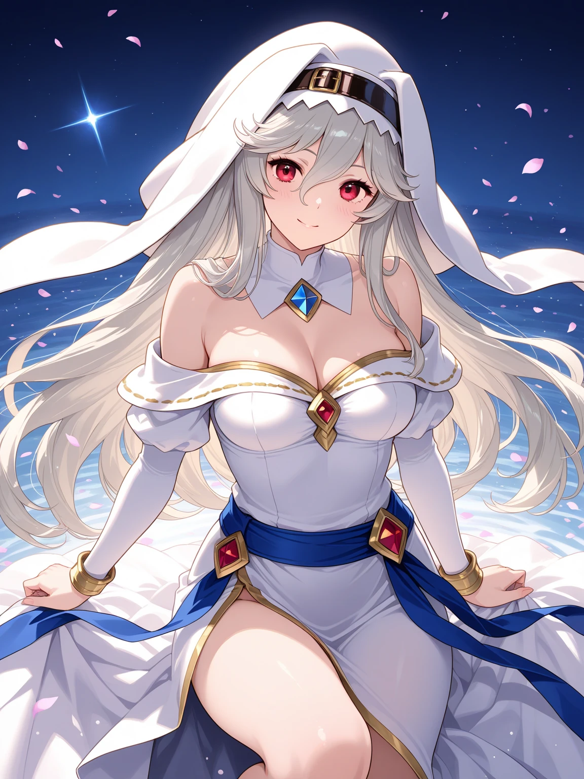Highest quality, masterpiece, Ultra-high resolution, female、Big Breasts、Tied waist、White skin、Snow Fox Beastman、Kemomimi、tail、single、Clothing that accentuates the contours of the body、Short skirt、valley、fascinate、Hands on hips