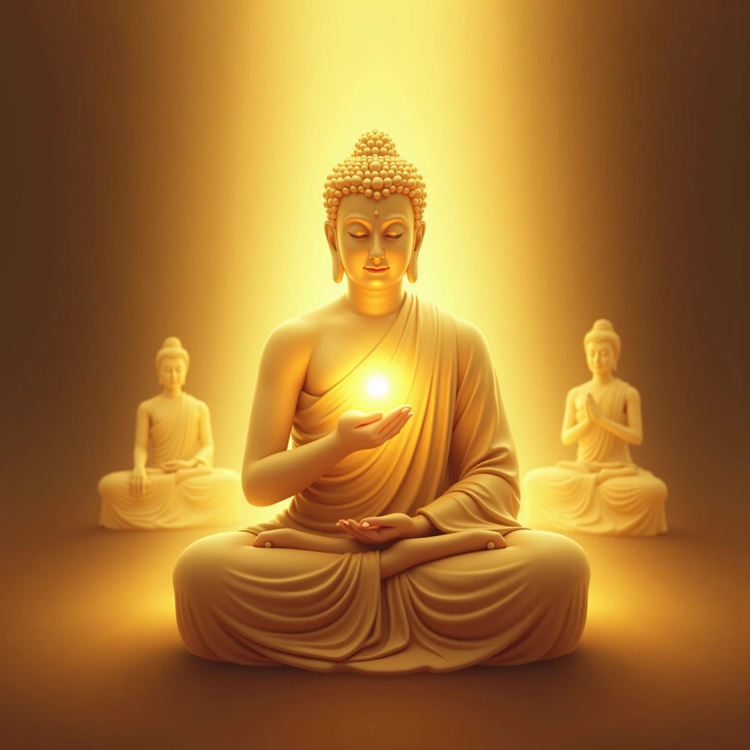 "British Artists、Inspired by John Martin's dramatic style　In mystical Vaisali, Vimalakirti offers alms to a radiant Buddha. Ethereal ambiance with glowing lotuses and sacred incense smoke. Vimalakirti in spiritual robes.."