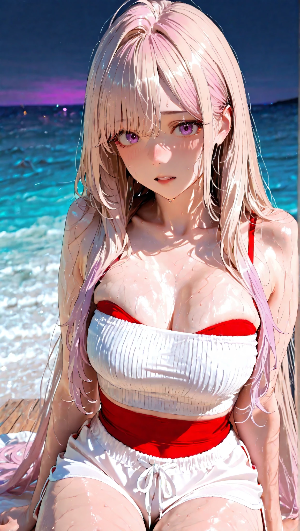 masterpiece,highest quality, Very detailed, High resolution, expensive resolution, High resolution, 4K, 8k, unity 8k wallpaper, Very detailed CG, masterpiece, 2D, 3D, Beautiful details, depth, Fine texture , highest quality: 1.3, Fully focused, Crispy.skin, .he,
Very cute anime girl 、Bikini、Large Breasts、Pink medium-long hair wearing expensive , One Girl、Palm tree、Seaside, Mole under the eye, looking at the viewer , expensive , blush, Mole, Lips parted, Hibiscus hair accessory, heart, Pink Eyes, choker