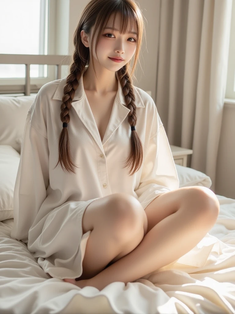 hightquality、​masterpiece、ultra res、a beauty girl、Beautiful girl face、cute girl face、s Pajamas、wearing pajamas、full bodyesbian、Famous actresses of Japan、very beautiful face、A sexy
