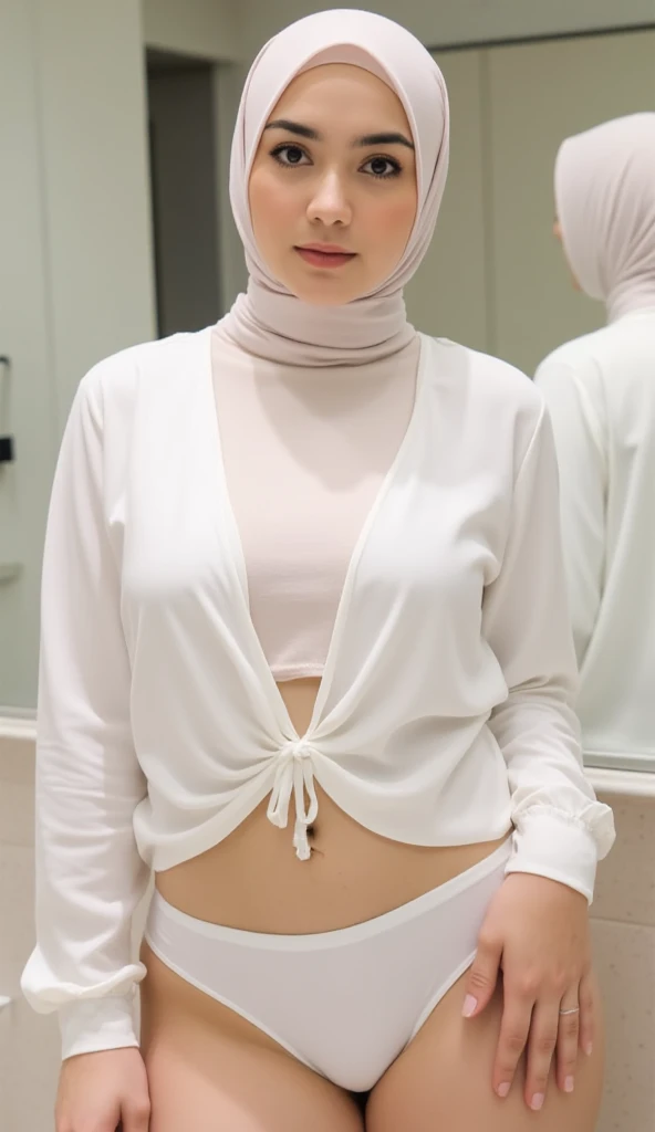 Naked girl hijab glasses full body