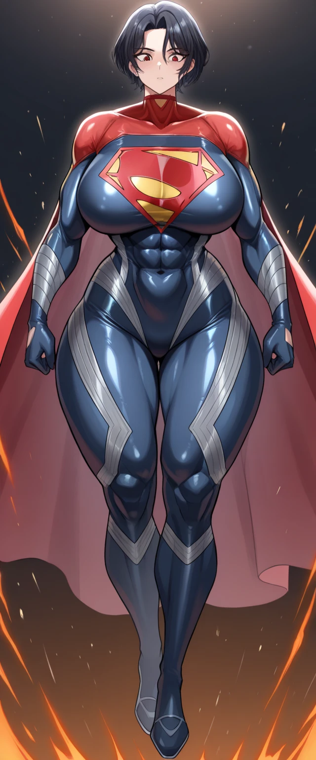 (masterpiece), (best quality), ((Nicki Minaj)), makeup, (brown skinned female), (thick thighs), ((small breasts:1:1)), hair with bangs, ((storm from x-men outfit)), ((grey background)), (full body) contoured