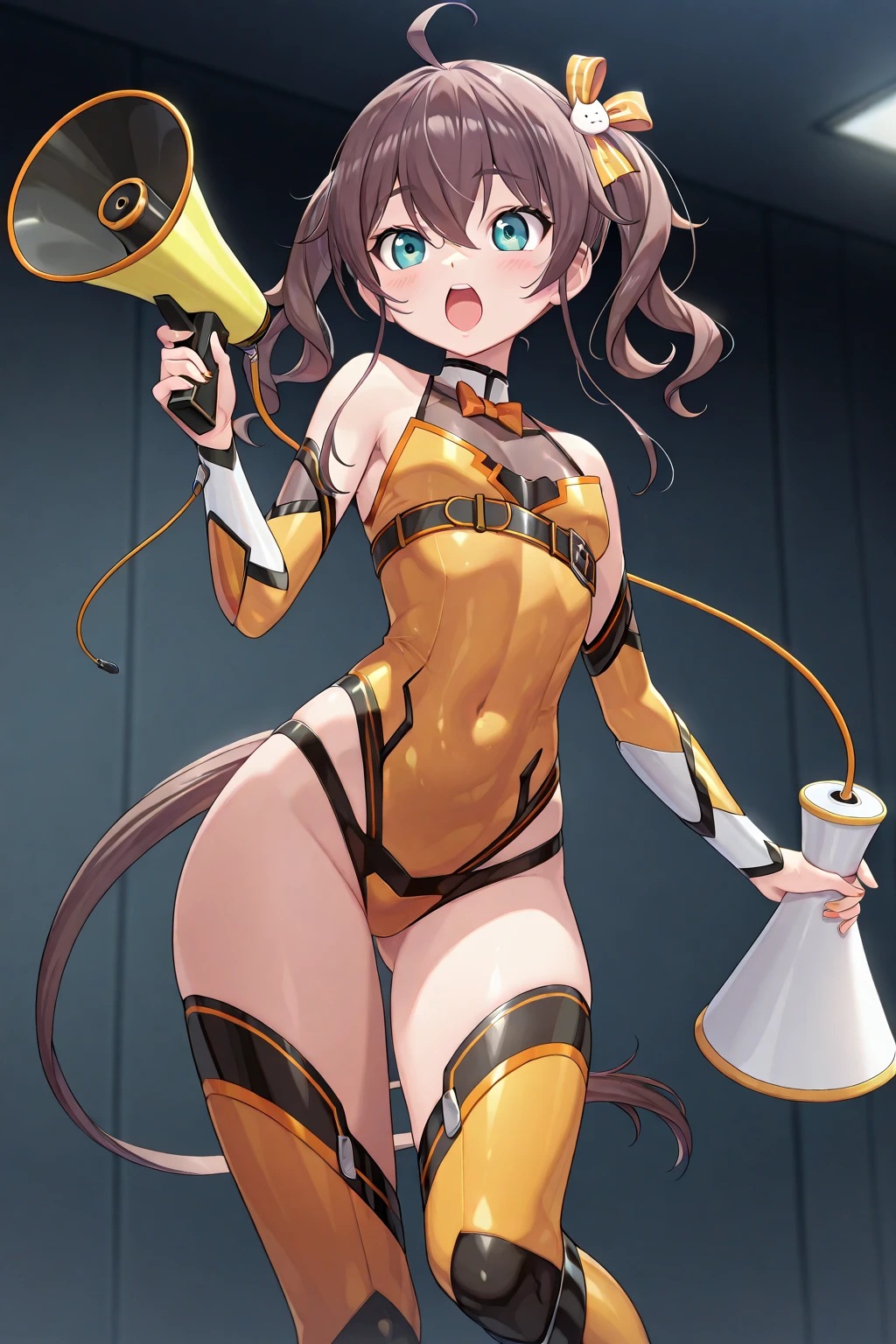 (hd, sharp, fractal), single woman, Super hamstring muscle, Magical girl, 25 years old,big, orange and black rubber suit costume