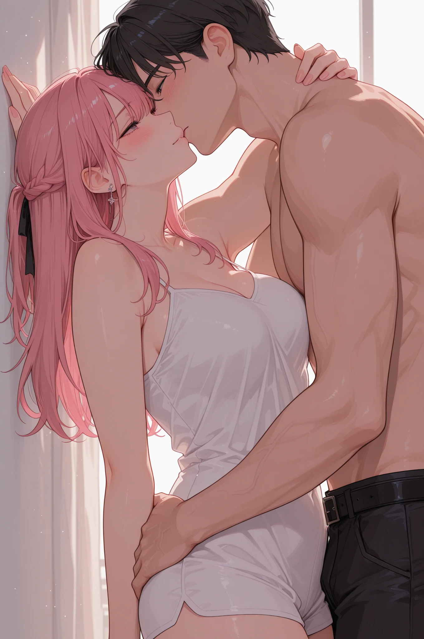 Hot kissing boy girl pussy showing anime 