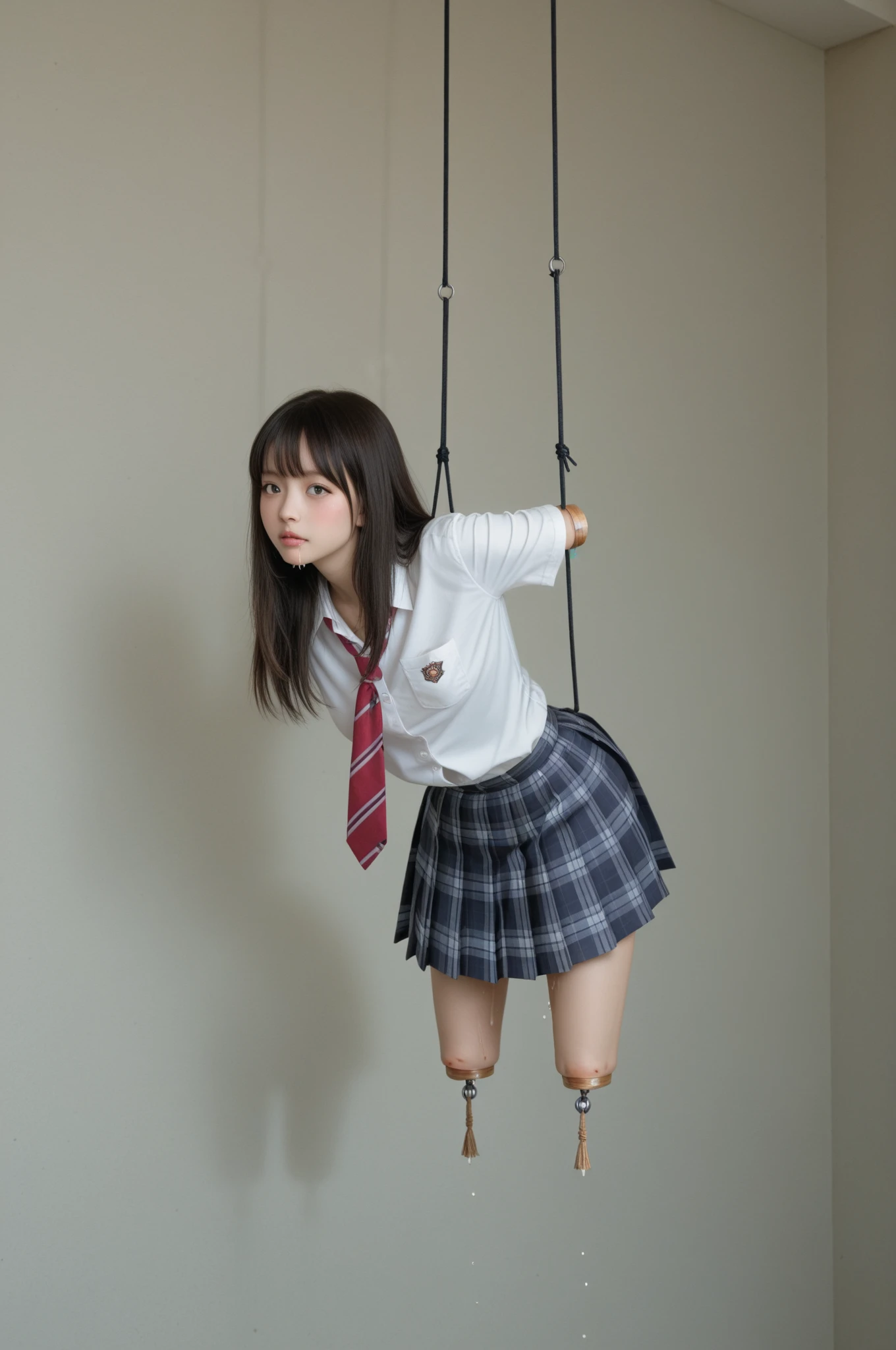 Little girl on top,Looking down,from below,Flat sandals,Sit in a high chair,did not wear panties,Mocking expressions,happy laugh