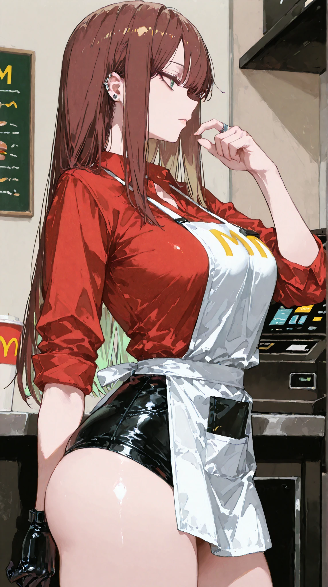 a hot blonde girl with big sweating wearing a tiny skirt eating a popsicle