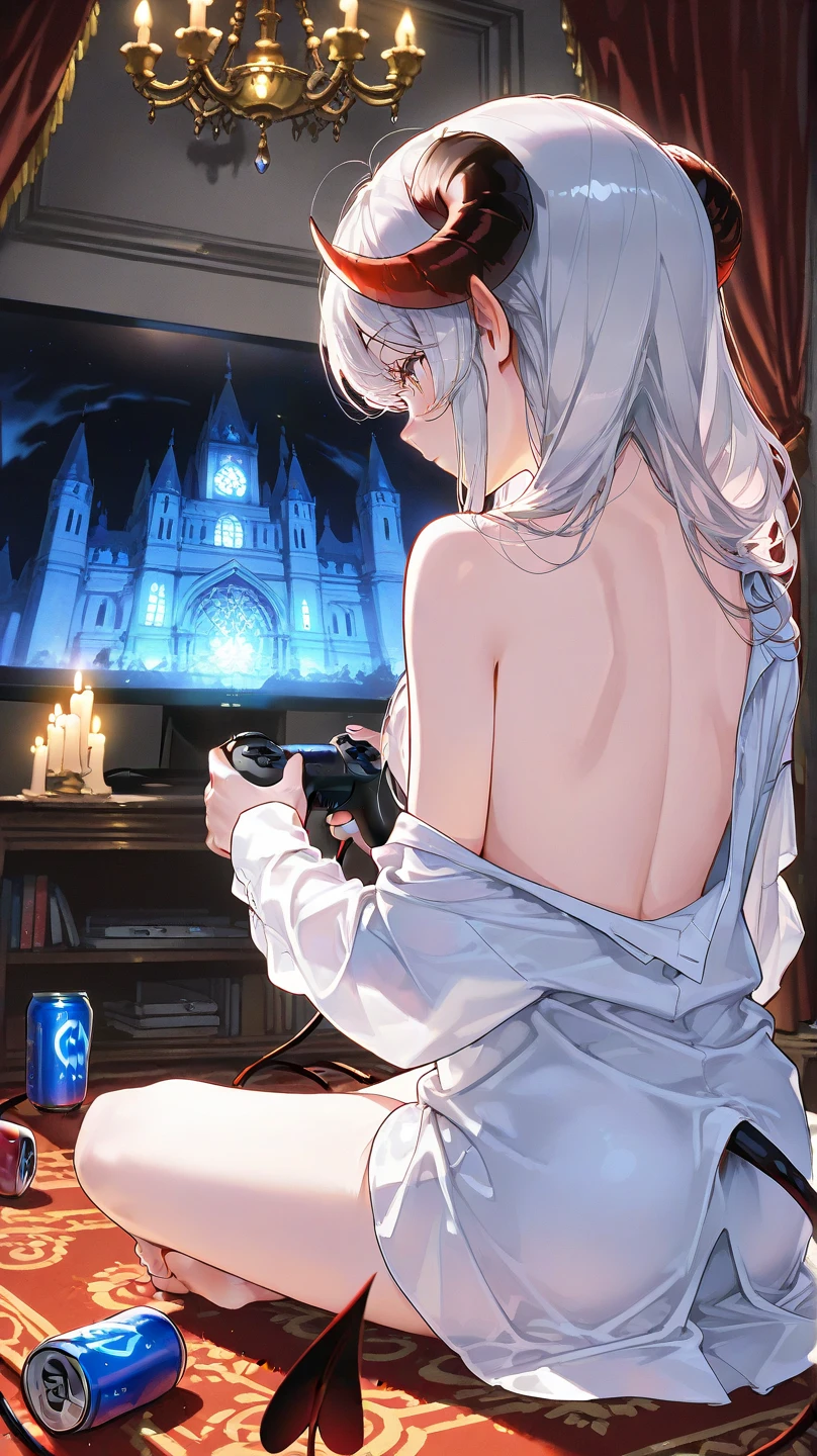 (masterpiece:1.8),(Highest quality:1.8),(Very detailed:1.8),(8k:1.8),(Ultra-fine Illustration:1.5),,,Straight low twintail,Flat Chest,Small Ass,(High-grade metallic silver,,lingerie:1.4),(Prayer Pose:1.5),Vintage sofa,,(Full body angle), Stained glass, Rainbow gradient,