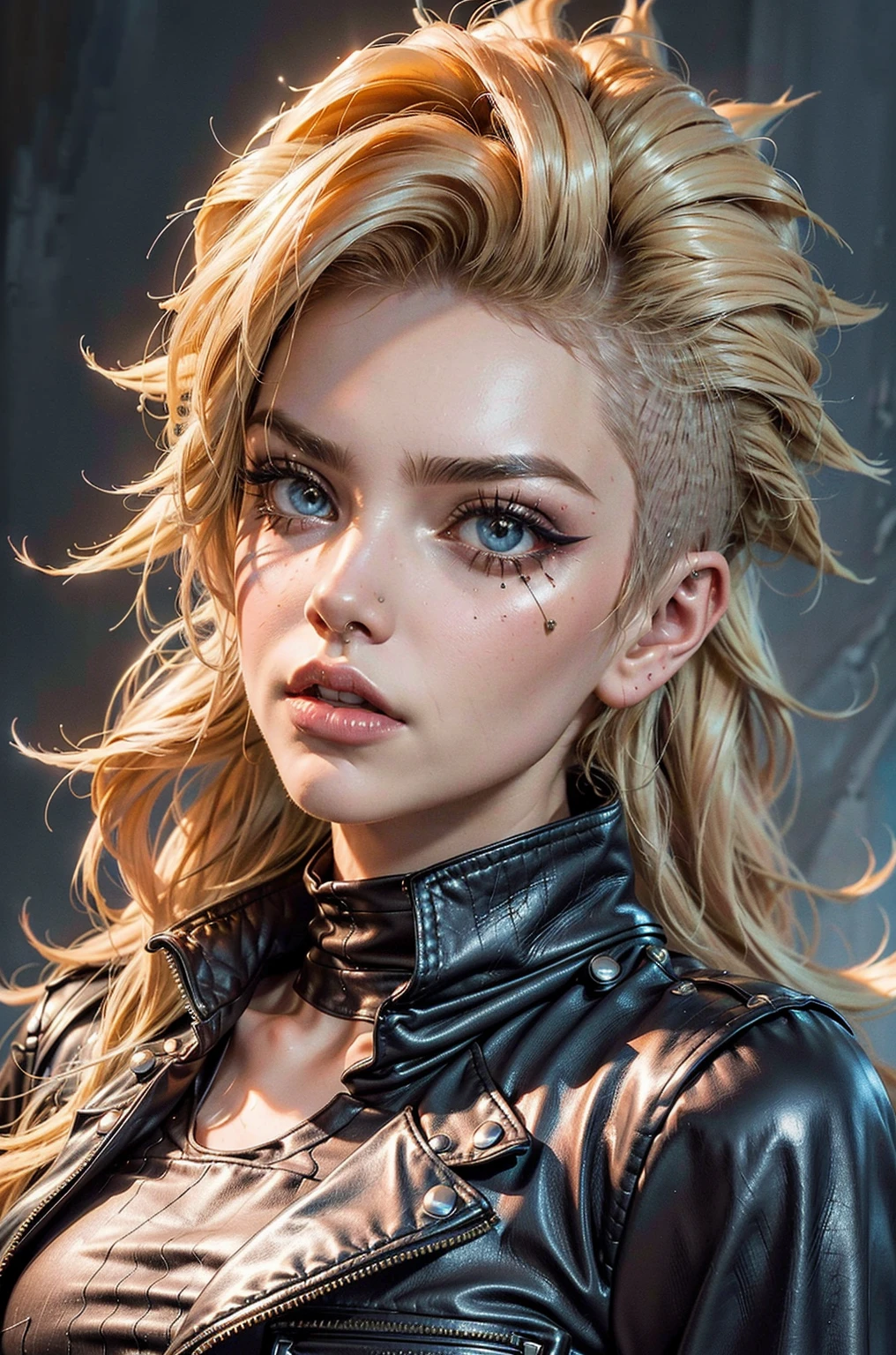 (((Cara Delevingne steht in einer Kunstgalerie)), ((She looks seductive)), ((she has round breasts)), (she wears a black leather dress), (kleiner Kopf), ((detailliertes Gesicht)), (fotorealistisch), (Raytracing), (scharfer Fokus), ((natural realistic skin texture)), detaillierte Lippen, ((side_view_perspective))