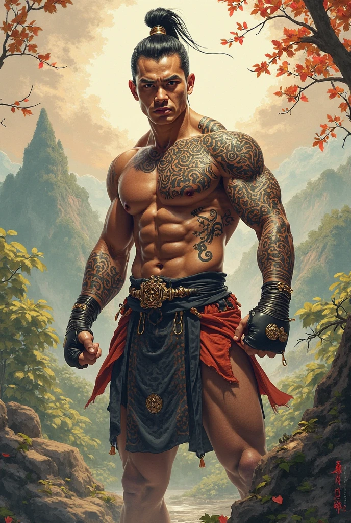 （masterpiece，Alibaba quality，best quality，official art，beauty：1.2），He spoke in great detail，Fractal art，color，More detail，tangled，（Abstract Background：1.5）（1：1.3），Kamiaki，light gray hair，Short hair details，（Clear and bright eyes, Chest muscles，Abistis，(magic)，Handsome nude man,((((topless,full body shot,nude, naked, wears a underwear)))),nacklace, ring, small manly earring, open his legs, sexy, tattoo, dark skin