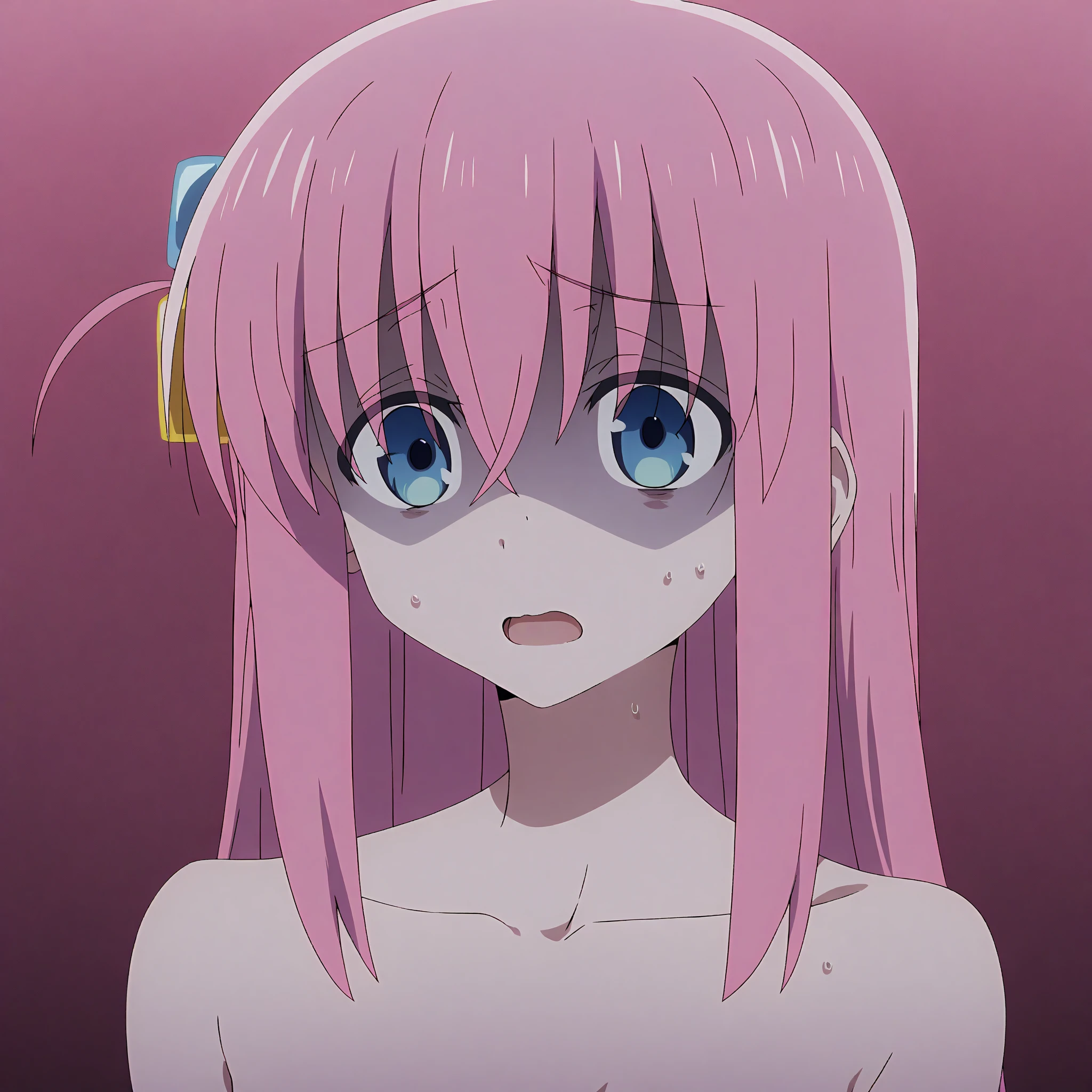 ((highest quality)), ((masterpiece)), (be familiar with), perfect face, indoor, Bedroom, looking at the viewer,
one woman, Hitori Goto,
open mouth, ecstatic expression, blush, smile,
small breasts, flat chest, young girl, , , girl,
long hair, pink hair, light blue eyes, long hair,
Completely naked, Nipple exposed, Sex with a man with a big cock, 膣内ejaculation, semen splashes, Insert a into your, sex in missionary position, , spread legs,