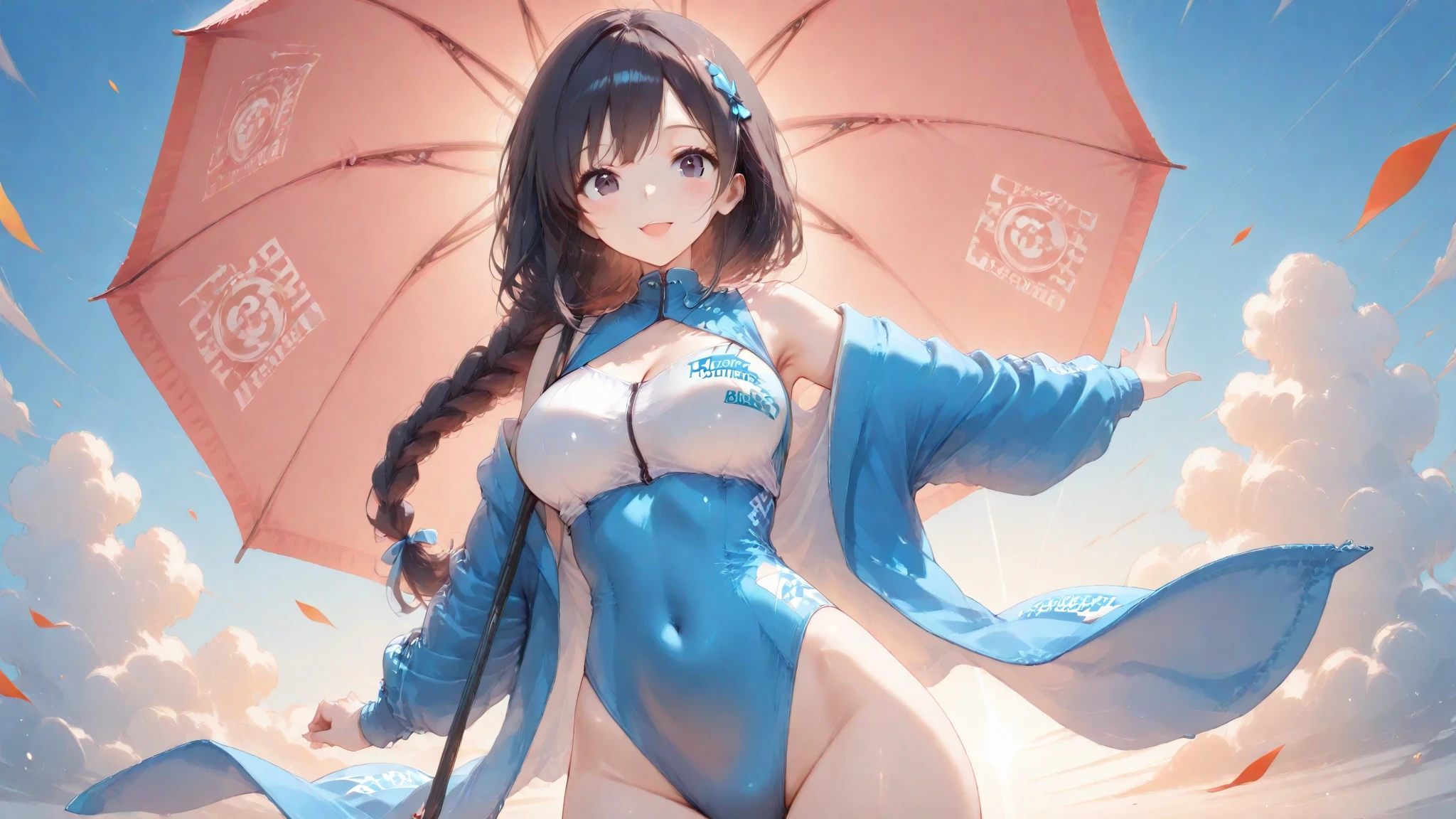 (((Costume inspired by the Argentine flag:1.3))),(May Sun),(((Woman in men's clothing:1.3))),(masterpiece,Highest quality,Ultra-high resolution output images,Write boundary depth,Intricate details,Adding dimension to your subject with the contrast of light and shadow,Anatomically correct facial structure),(Picture Mode Ultra HD,)
