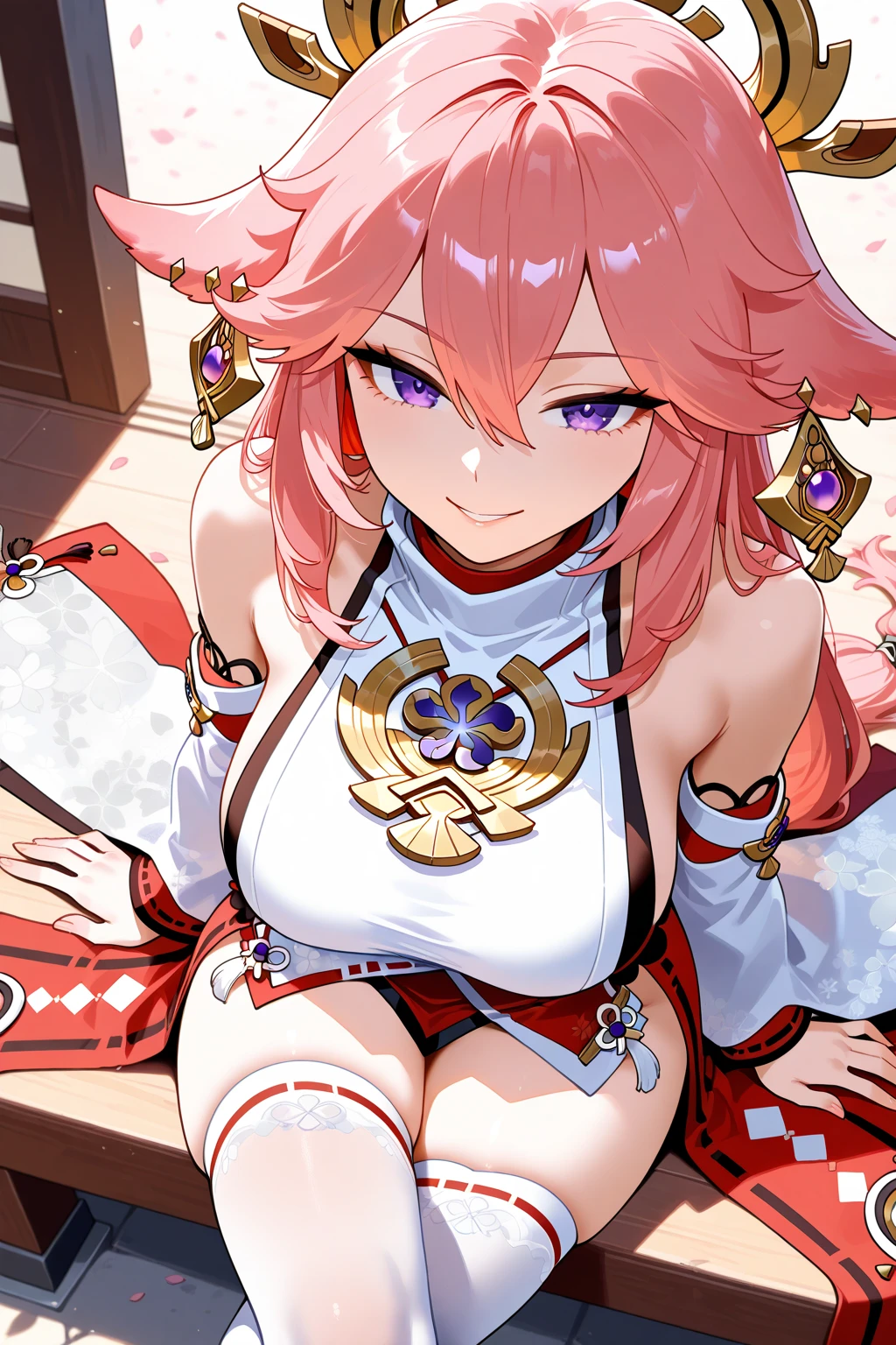 (Yae Miko), clad in a graceful japan dress, boasts pink hair cascading down her shoulders and heart-shaped pupils that betray her shy demeanor. With a blush creeping up her cheeks, , . Her heavy breathing mingles with audible moans, drool trickling down her chin as she extends an oral invitation with a saliva trail. This ultra-detailed and anatomically correct masterpiece, curated in UHD, features super high details and the best quality, with textured skin that Pop!s in 4, a tempting look, bright colors, sunny weather