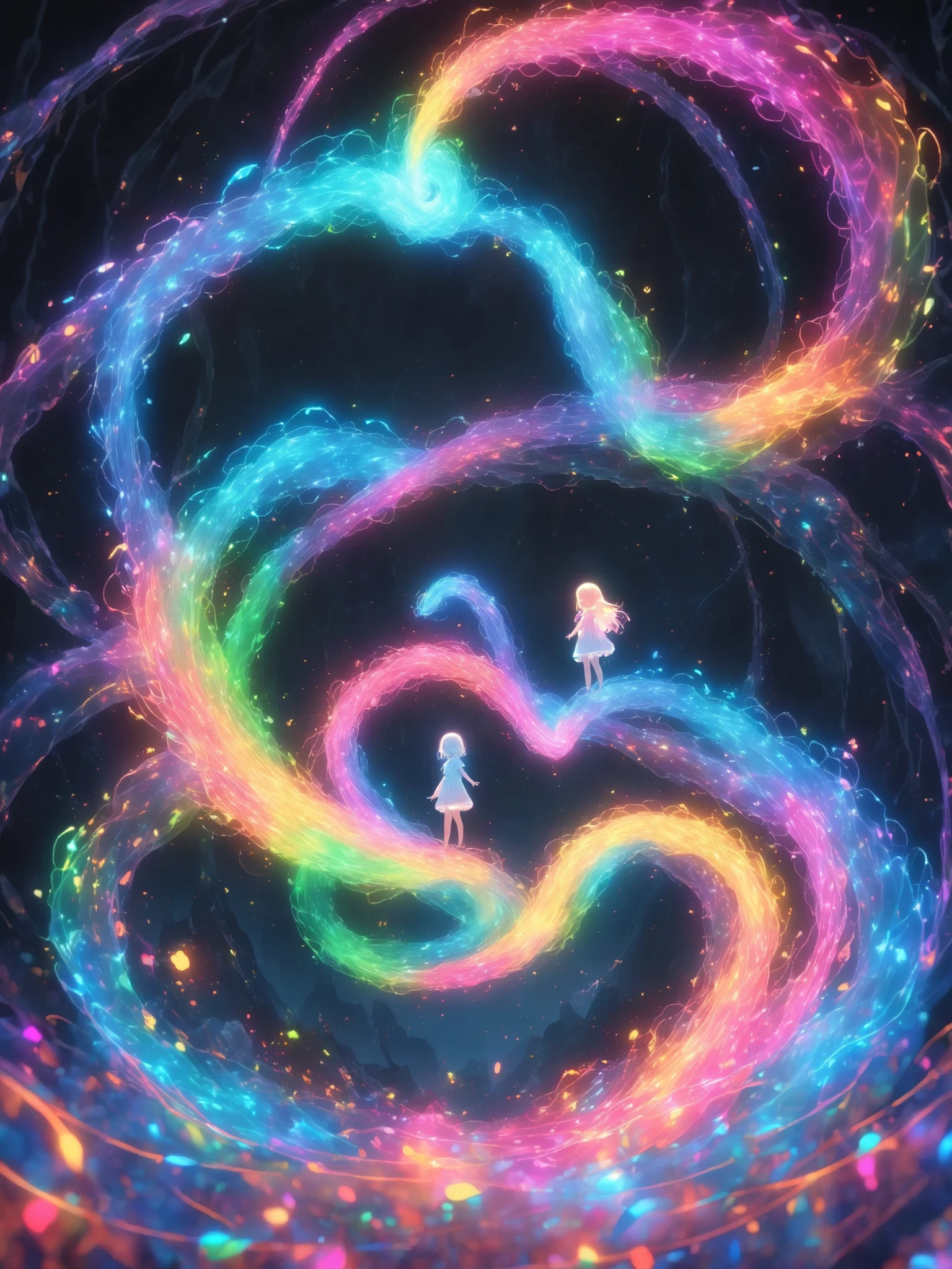 (masterpiece), (best quality), SDXL_ARW_LuminousAbyss-v1.10, Dolshy smiling gently, (safe distance:1.2), (trust:1.5), (soft glow from abyss:1.3), (heartbeat slightly visible), --v 1.10 --style luminous