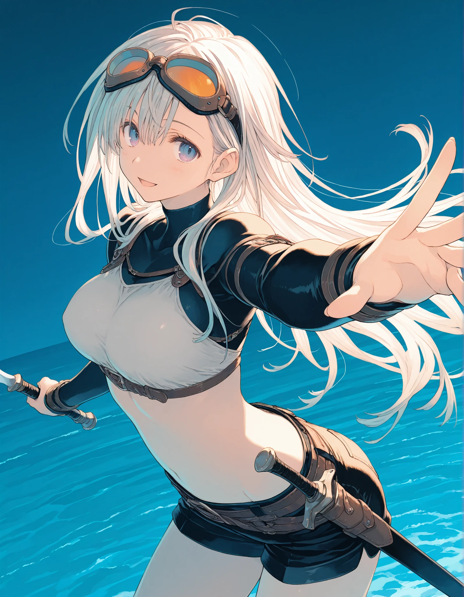 ((1 lady))、Seductive Anime Girl, Precise human body structure、((Combative posing:1.5)), ((Holding a big Heavy artillery:1.6, armament:1.3))、((dynamism:1.3))、((dynamic angle:1.2))、((Being in battle field:1.2))、seductive smile、((latex micro bikini:1.3 crop top:1.3))、((sleeveless))、((cleavage:1.3))、((crop top navel))、((highleg:1.3))、((huge breasts:1.3))、((huge hip:1.3))、((thick thighs))、curvy、((collarbone))、((cameltoe))、((Glossy realistic skin texture))、((shiny skin))、((Meticulously drawn hands:1.2))、masterpiece, ultra-detailliert, 8k, hiquality, Top image quality, Smooth texture、watercolor