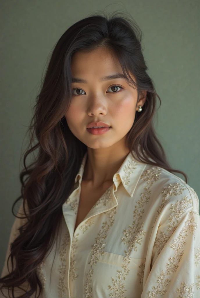 uzbek  girl, face, realistic, peace pose
