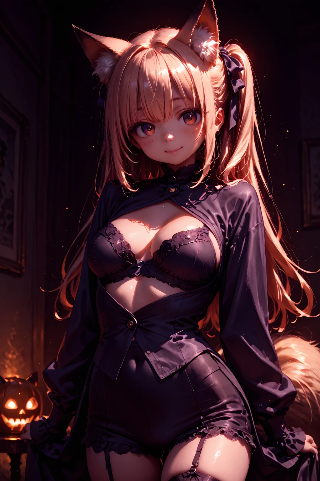 A succubus lounging in a realm of fire and shadow, her allure undeniable even in the infernal landscape, the interplay of light and darkness accentuating the dramatic, sensual nature of the scene.