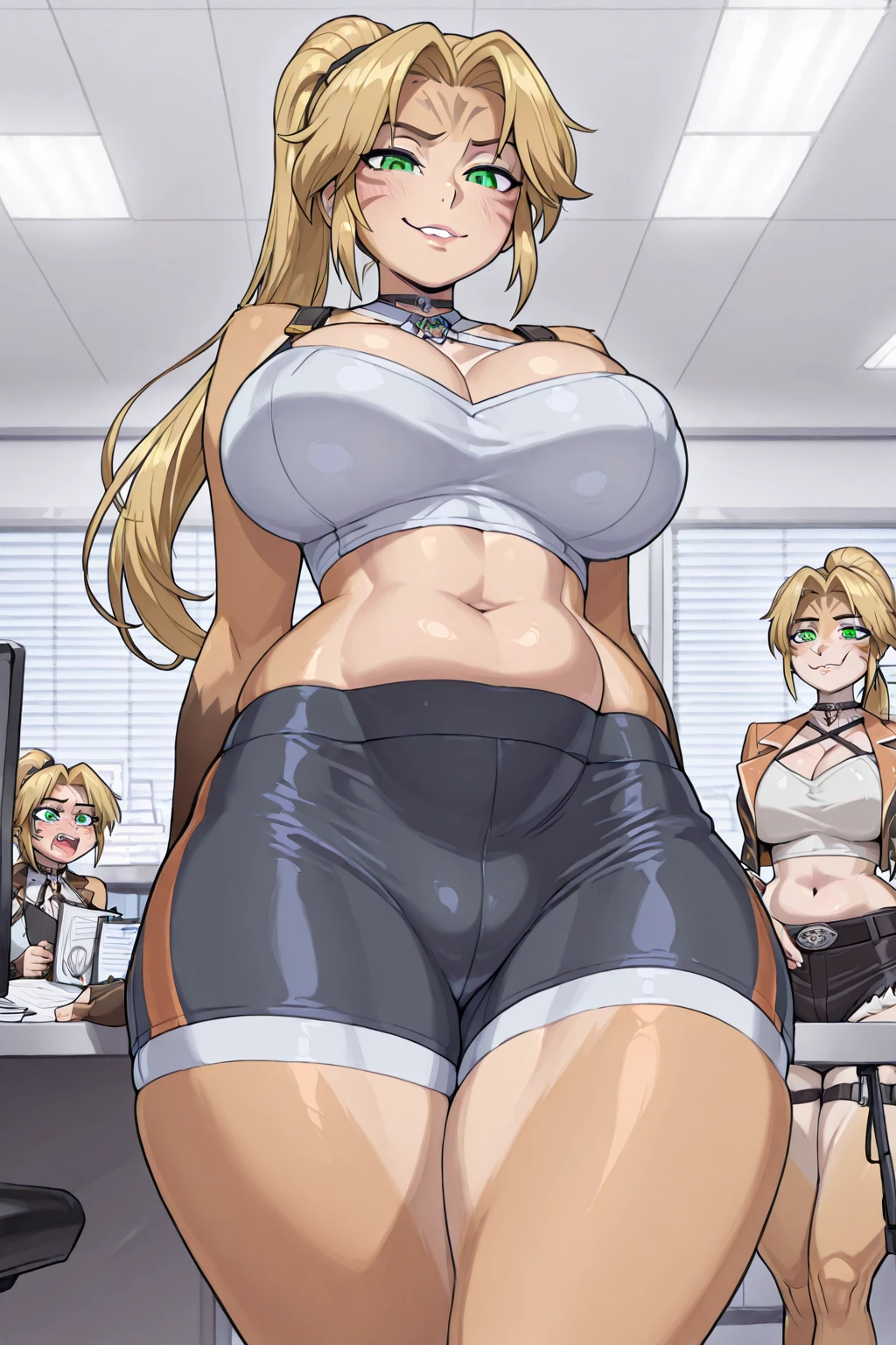 Multiple penises,Slender and sexy woman,,deep throat ,Black thigh-high boots,Beige jean shorts,in the train,Molester,Multiple men,A man grabs a woman's arm,Put your hands behind your back,penis,rape,Sex,,Creampie,ponytail,semen,profile,knees,