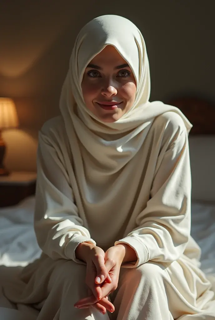 RAW, (Best quality, high resolution, work: 1.3), Beautiful Malay woman in hijab, plump body, , , Beautiful big eyes, Soft smile, beautiful face, slightly open mouth, thick thighs, beautiful , , beautiful big eyes , gentle smile, beautiful girl, detailed face, Muslim woman sitting on a chair in a blue sweater and white skirt, , , wearing a long flowy fabric, casual pose, wearing casual clothes, very long pleated skirt, wearing casual clothing, white hijab , with a beautiful look Beautiful, perfect lighting, 8k