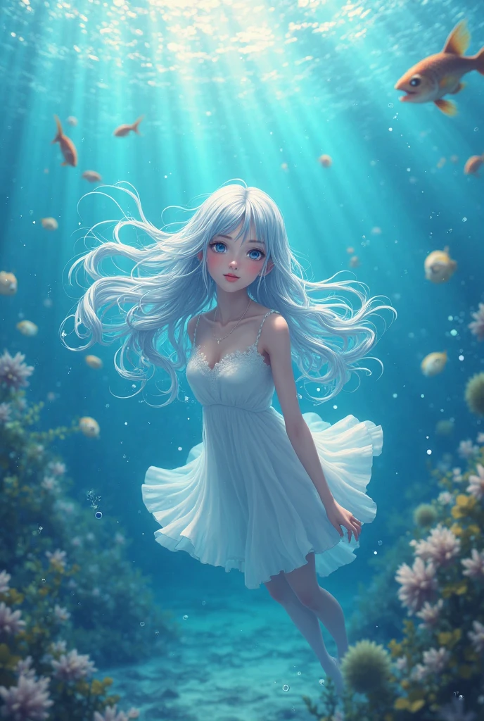 masterpiece, best quality, (extremely detailed CG unity 8k wallpaper), (masterpiece), (best quality), (polychromatic:1.25), (scenic:1.2), (heterochromatic:1.2), (ultra-detailed), (best illustration), (best shadow), (lightfast), (highly detailed reflection), (an extremely delicate and beautiful), (fantasy), (dynamic angle), (dynamic pose), (1 girl floats in sky), (white hair), (long wavy hair), (swirling hair), (gradient hair), (white summer dress), (rainbow colored pupils), eyelashes, (highly detailed face:1.3), (light particles:1.3), (highly detailed light:1.3), (light changes to water:1.5), ( lots of water current), red, vermeil, orange, yellow, green, lime, peach, colar, pink, aqua, blue, violet, (gradient colored background), smile, upper body, (detailed blue sky:1.3), (clouds), (ribbon straps), (close up:0.8)