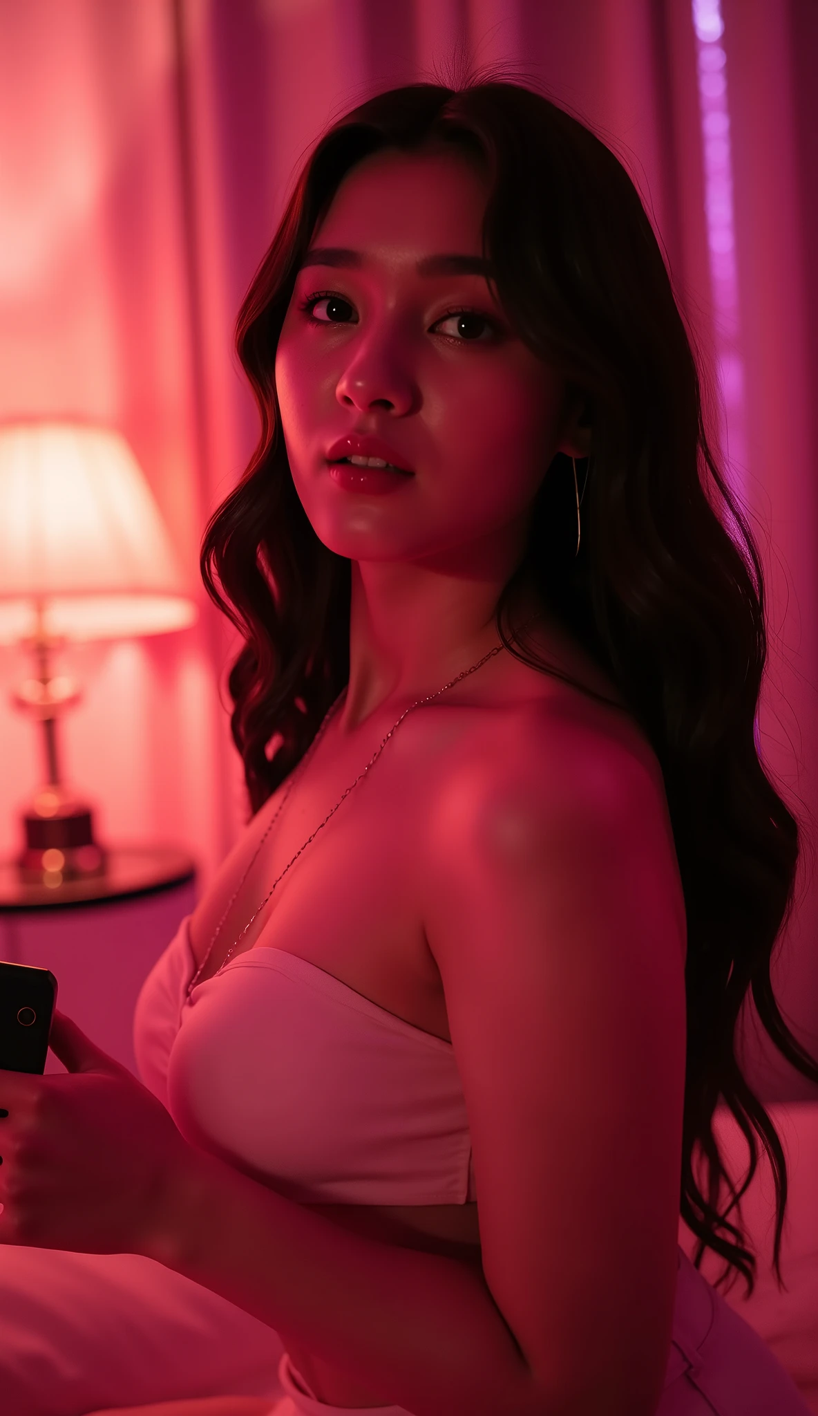 beautiful pornhwa woman with shirtless pornhwa mc , pornhwa body type, dress cloth like pornhwa, detailed portrait, alluring facial features, seductive expression, graceful posture, beautiful hands, elegant figure, photorealistic, high quality, ultra-detailed, bright colour, , realistic atmosphere, realistic, mystical environment, ambient fog, bedrom light , realistic, 8k, HDR, studio lighting, physically-based rendering