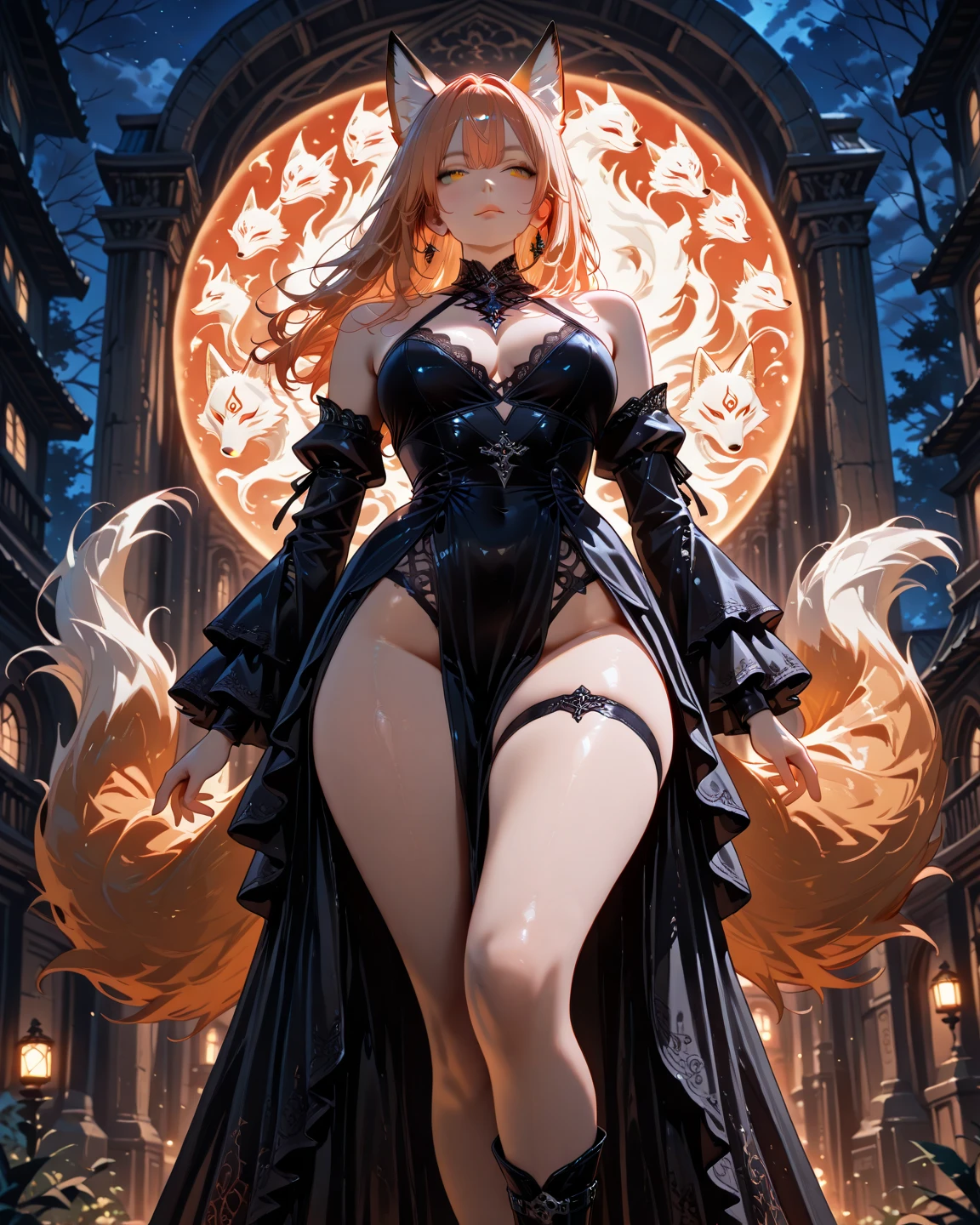 ((high detailed, best quality, 4k, masterpiece, hd:1.3)), ((best quality)), (((HD))), (((8k))), (ultraDH), (ultra HD), Princess Daisy, blue eyes, BREAK blue eyes, seductive, attractive, smooth anime cg art, 36C breasts, long legs, vivid colors, detailed digital art, slim body, perfect skin, dark blonde hair, long hair, blonde hair, blonde hair, BREAK crown, cleavage, 36C cleavage, looking at viewer, BREAK looking at viewer, extremely detailed face, red santa suit, red santa claus suit, santa claus suit, earrings, gem, dark black makeup lips, dark gothic eyeshadows, dark eyeshadows, black eyeshadows, black sexy lips, black lips, (dark:1.2), dark lips, very dark lips, (perfect hands, perfect anatomy), black makeup, black medium lips, black thick lips, detailed fingers, five fingers per hand, 5 fingers, (1 girl), detailed lips, detailed black lips, black painted lips, gothic painted lips, BREAK night, night sky, (breast focus), (arms outstreched:1.2), (from above:1.1), (breasts out:1.3), (off shoulder:1.1), (white horns), (lingerie), inside a lava castle, she inside a sea of lava, she bathing in lava, full body, perfect long legs, perfect foots, legs and foots into the lava,