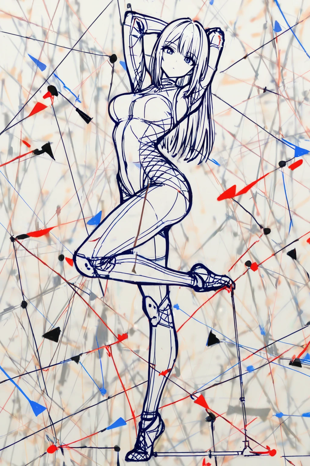 18-year-old,shiny navy hair,short hair,Parted bangs,Yellow Eyes,Large Breasts,Small waist,Big Ass, See-through sailor suit,Navy blue mini skirt,Ultra-thin black pantyhose,Red sexy underwear through pantyhose,Torn pantyhose, ,standing split,Penetration Sex,I have sex out of necessity,Serious face,Expressionless,Looking down on your sexual partners,（((In my mind, I was desperately trying to hold back my orgasm.,I want to climax quickly)))