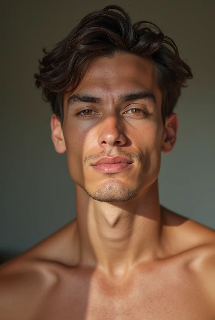 A selfie of a 19-year-old man who is more muscular