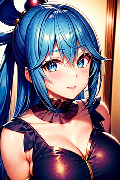 (Digital Art:0.2),(Highest quality),(masterpiece),Delicately painted face,She had a beautiful face.,Beautiful and exquisite blue eyes,Gothic Fashion,((Black and blue costume)),(Beautiful silky blue hair:1.2),Black ribbon hair ornament,Cinema Lighting,Abstract,Beautiful artistic illustration、Character portrait、Facing forward、vtuber