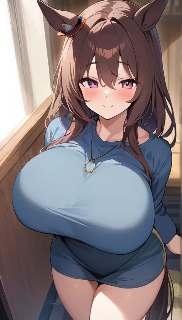 2heads, a short woman with two heads and gigantic breasts, two arms, two legs. Wearing zip-up hoodie that is fully unzipped, no clothes underneath. Open hoodie is covering enormous breasts. Long brown hair, one in ponytail. Huge breasts, jeans. Outside, sunny day. Enormous breasts, sweating. 2 heads.