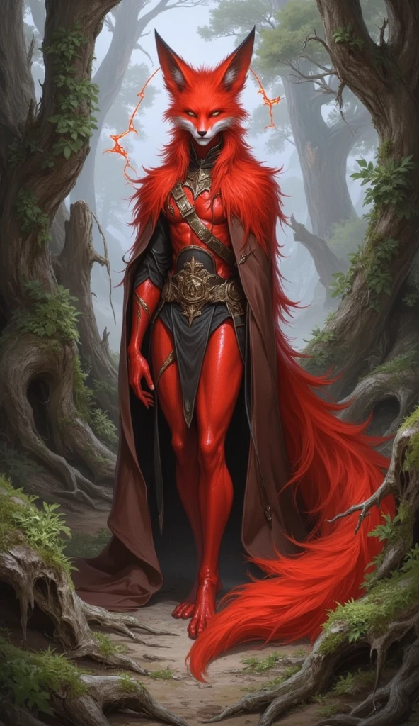 1 girl, (((oni girl))), (((red skin))), horns, white hair, ponytail, (((adventurer outfit))), explorer, researcher, fascinated expression, full body portrait, outside, forest, mountains, butterflies, flowery meadow