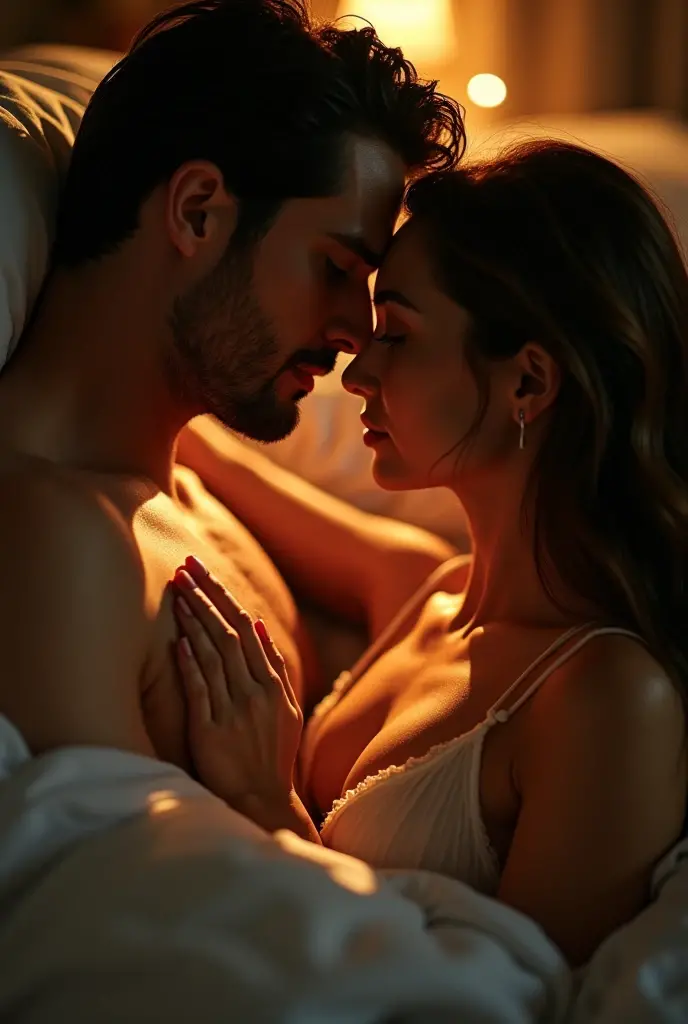 Lover doing foreplay
