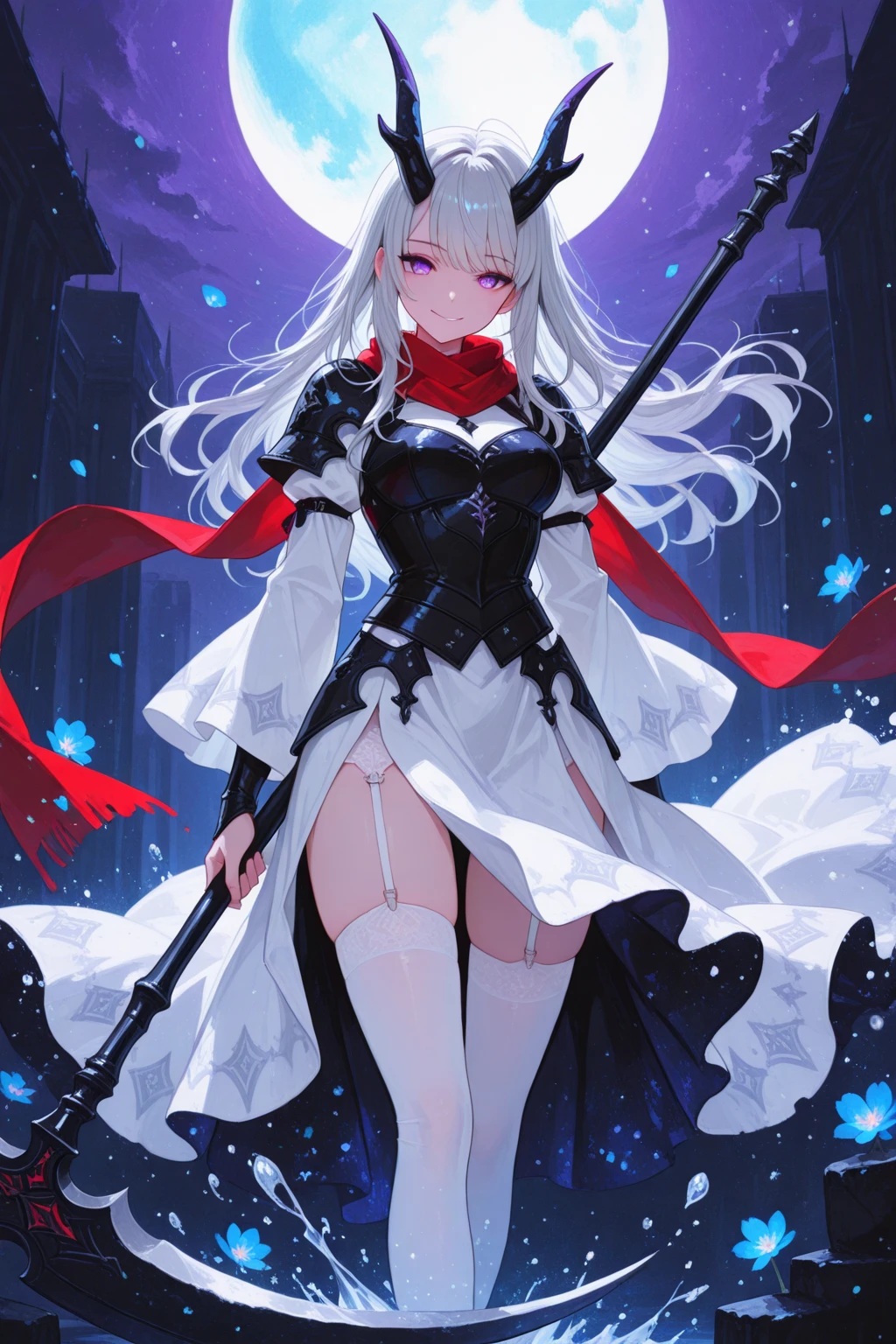 （A white anime girl with flowing long hair),(gotik:1.3+action:1.2)，actionpacked，white-haired god，nightcore，Loli,(anime goddess:1.2+The demons:1.2+the witcher:1.2)，Enchanting magic,(4k:1.1)Konachan Best Anime Illustrator,(Wallabies or alchemy:0.5),(fanciful:1.2+Cleavage is seductive:1.1)， Beautifully decorated anime fantasy illustration。