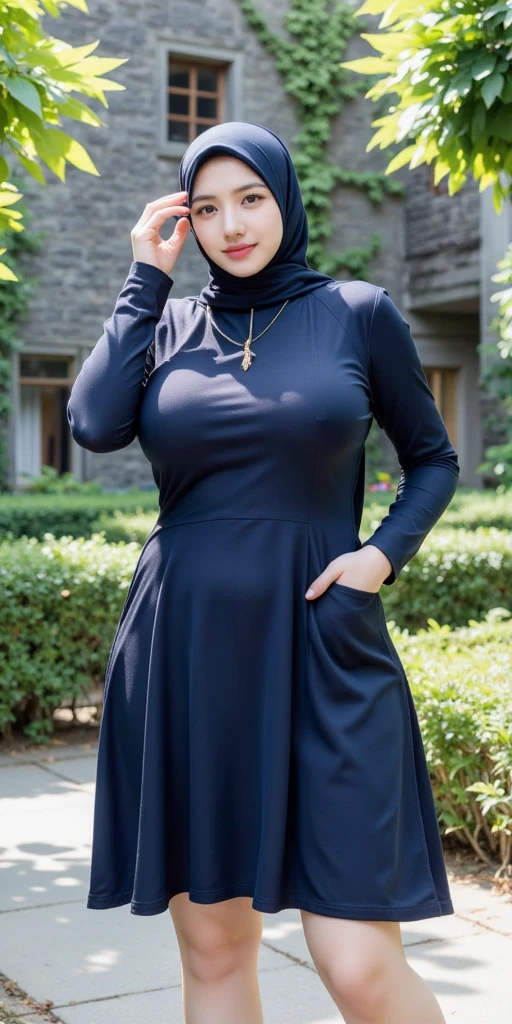 hijab beauty dressed long dress chubby pretty face